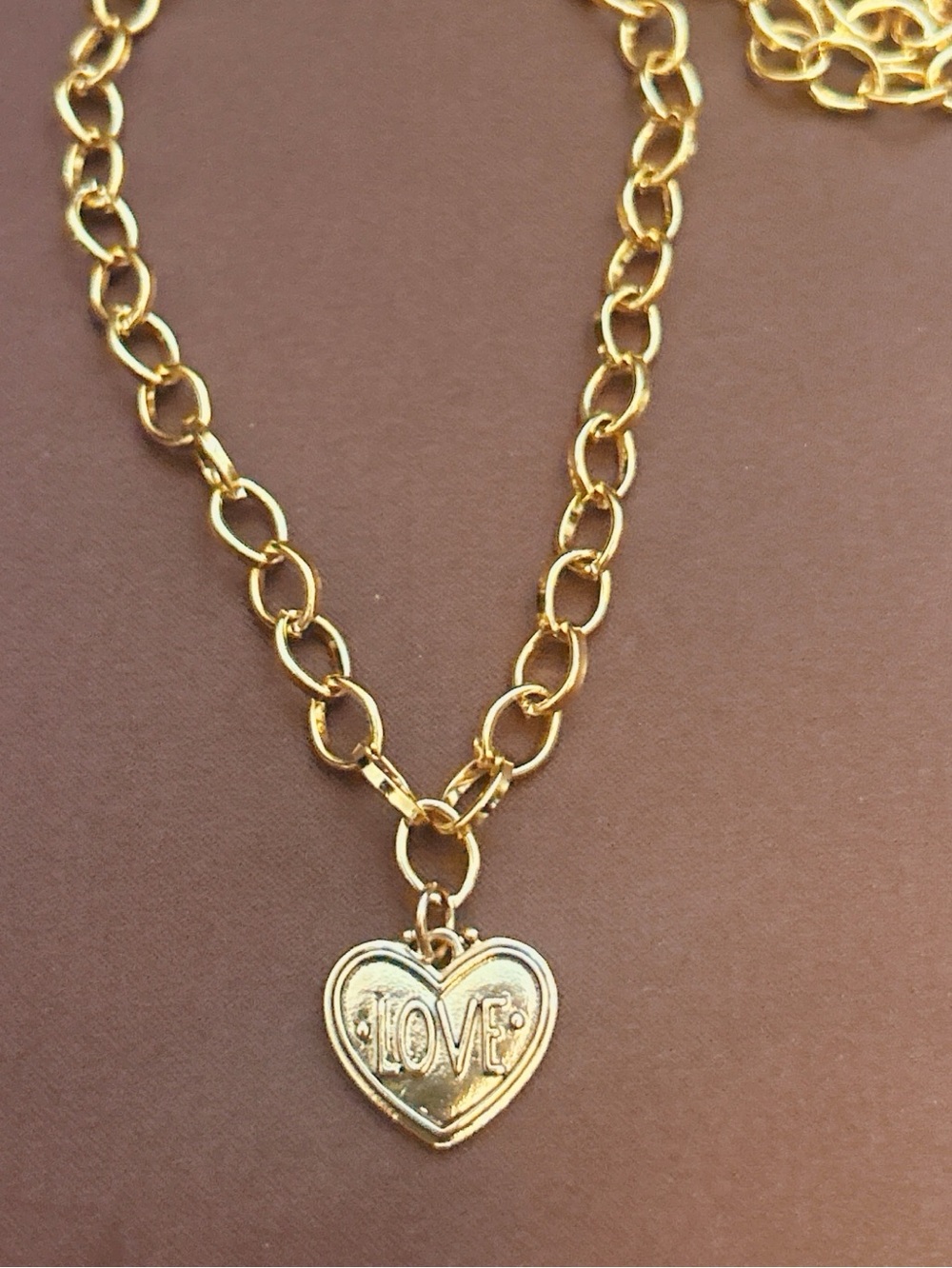 Gold Plated Heart 'LOVE' Pendant Chain 18’ Necklace - Picture 2 of 2